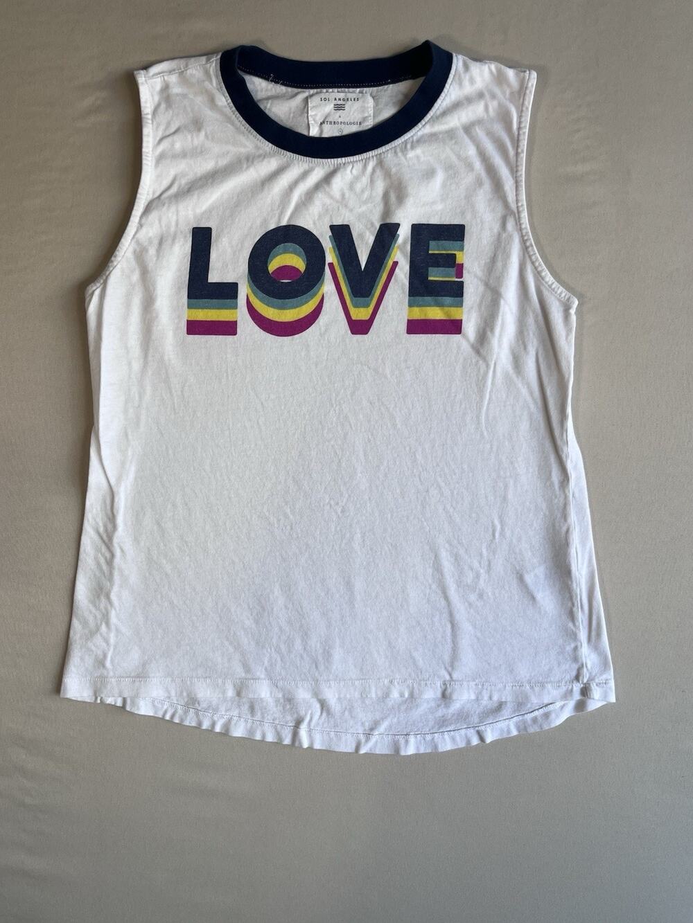 Sol Angeles x Anthropologie Women’s White Sleeveless LOVE Graphic Tank Top - S